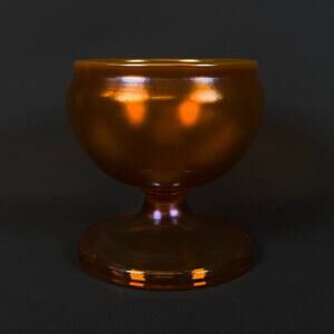Vintage Golden Amber Colored Art Glass Footed Bowl Compote Candy Dish